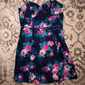 Structured fit-flare floral summer dress